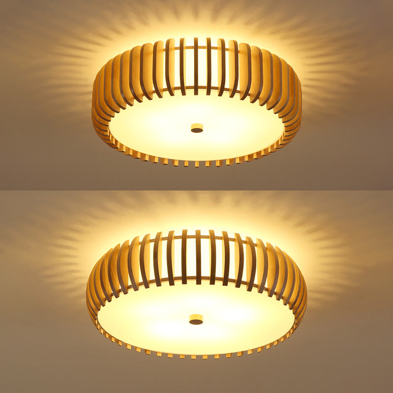 Drum Flush Mount Lighting Fixture Asian 1-Light Flushmount Ceiling Lamp with Acrylic Shade