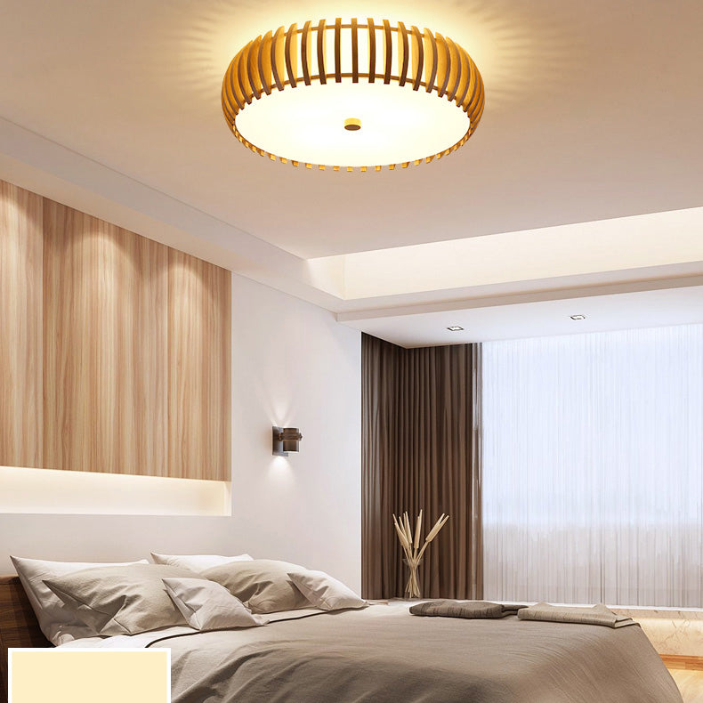 Drum Flush Mount Lighting Fixture Asian 1-Light Flushmount Ceiling Lamp with Acrylic Shade