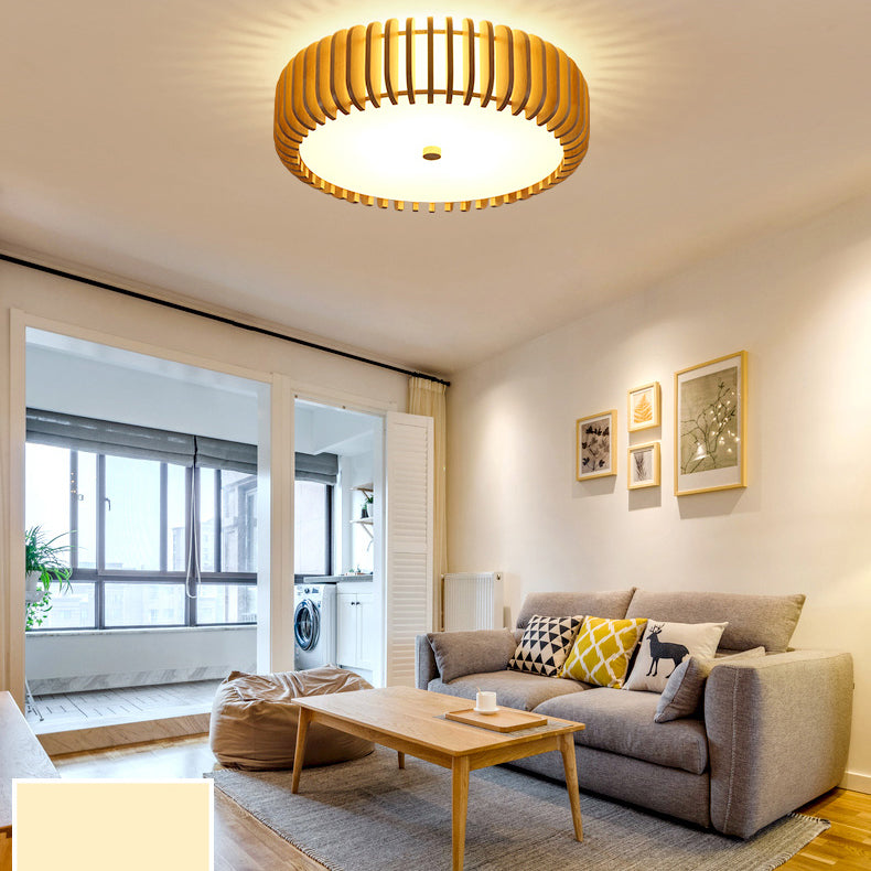Drum Flush Mount Lighting Fixture Asian 1-Light Flushmount Ceiling Lamp with Acrylic Shade