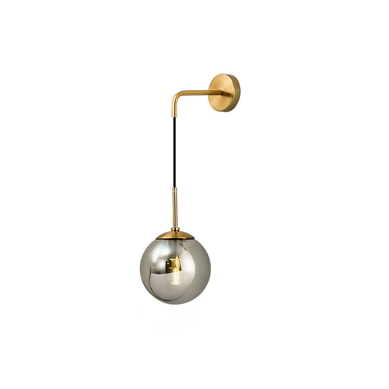 Modern Artistic Hanging Wall Lamp Copper Globe Wall Light with Glass Shade