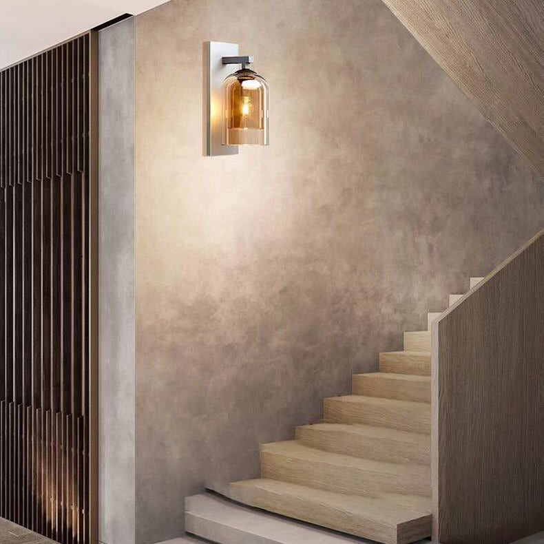 Lampada a parete di ferro da parete a campana di lusso moderna con doppia tonalità di vetro