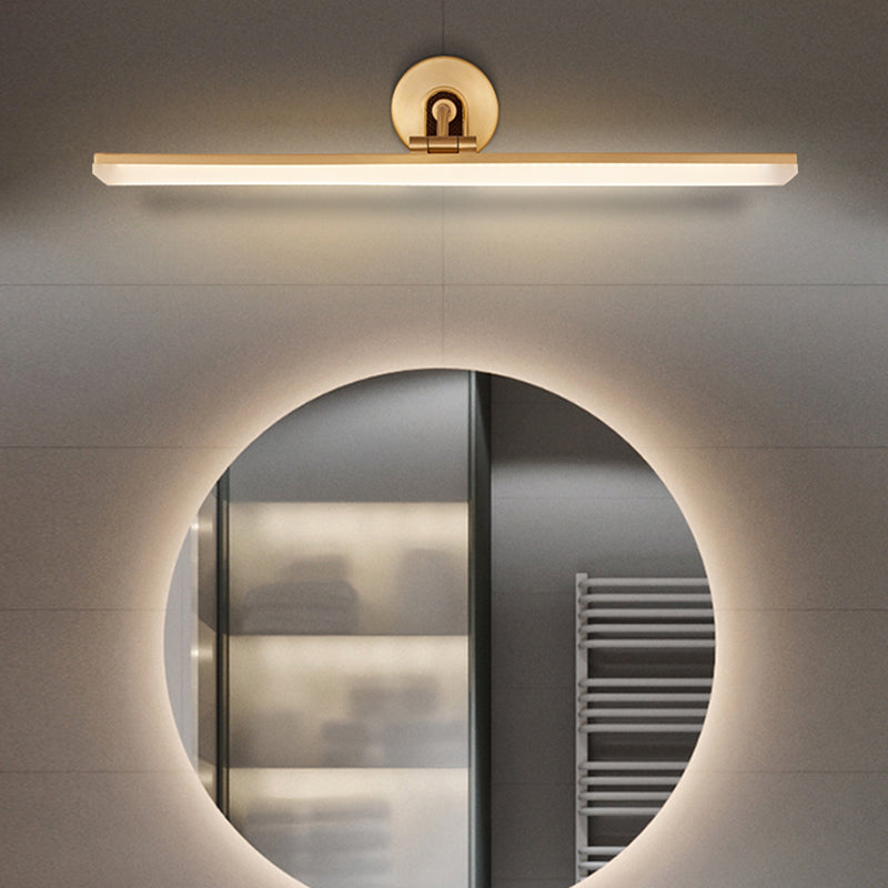 Sconcetto muro di tonalità lineare a 1 luce moderna moderna illuminazione da parete specchio in stile semplice in ottone
