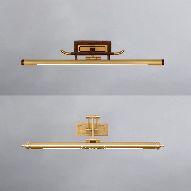 Sconcetto muro di tonalità lineare a 1 luce moderna moderna illuminazione da parete specchio in stile semplice in ottone