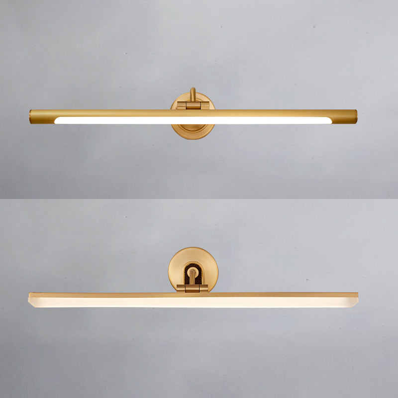Sconcetto muro di tonalità lineare a 1 luce moderna moderna illuminazione da parete specchio in stile semplice in ottone