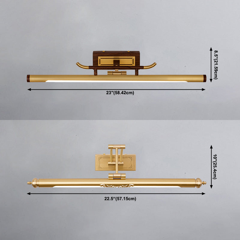 Sconcetto muro di tonalità lineare a 1 luce moderna moderna illuminazione da parete specchio in stile semplice in ottone