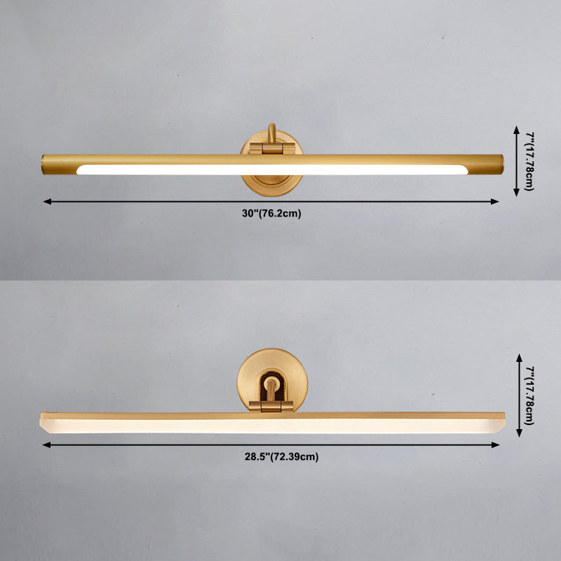 Sconcetto muro di tonalità lineare a 1 luce moderna moderna illuminazione da parete specchio in stile semplice in ottone
