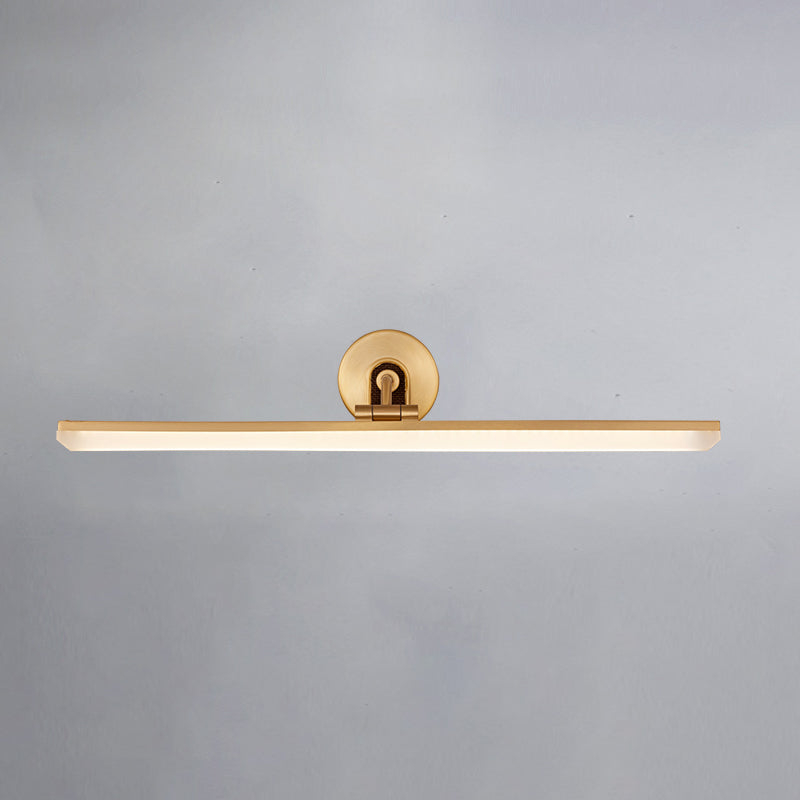 Sconcetto muro di tonalità lineare a 1 luce moderna moderna illuminazione da parete specchio in stile semplice in ottone