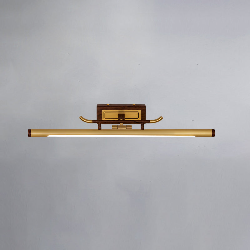 Sconcetto muro di tonalità lineare a 1 luce moderna moderna illuminazione da parete specchio in stile semplice in ottone