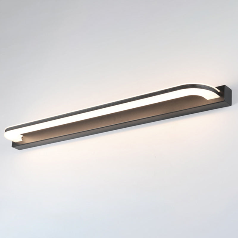 1-Light Linear Shade Wall Sconce Modern Simple Style Mirror Wall Lighting in Black