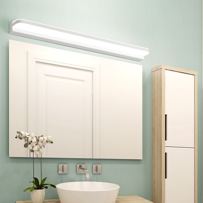 Acconde da muro di tonalità lineare a 1 luce moderna moderna illuminazione da parete specchio in stile semplice in bianco