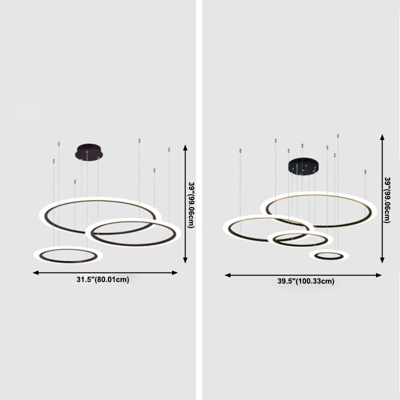 Múltiples anillos accesorios de iluminación de lámparas de araña de araña modernas para comedor