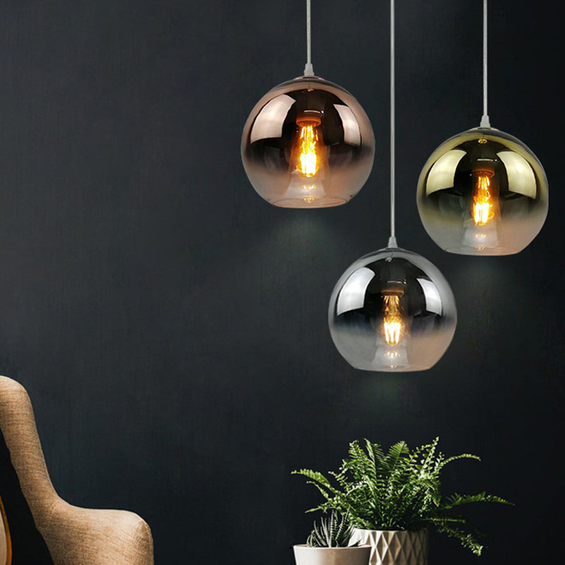 Glass Globe Single Hanging Lamp in Modern Artistic Style Wrought Iron Indoor Pendant Light