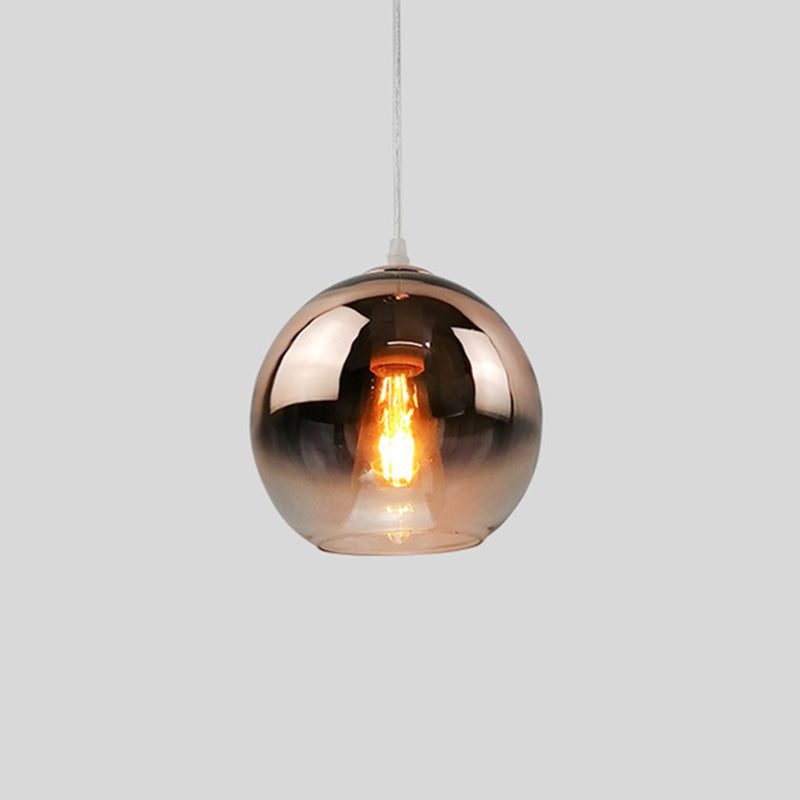 Glass Globe Single Hanging Lamp in Modern Artistic Style Wrought Iron Indoor Pendant Light