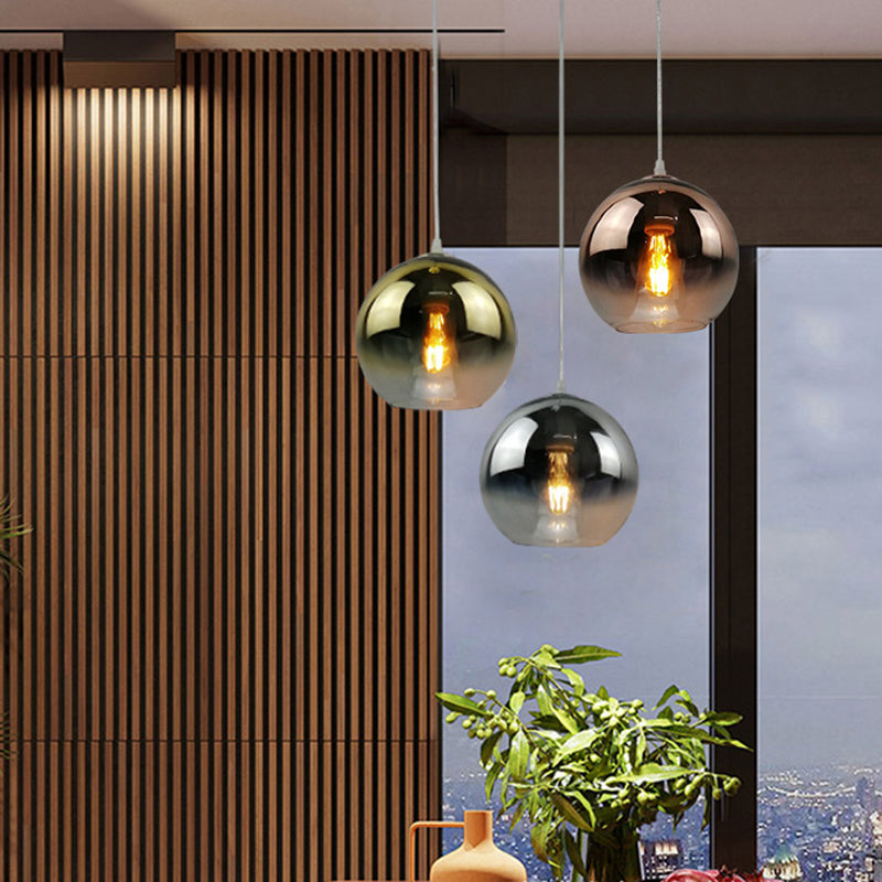 Glass Globe Single Hanging Lamp in Modern Artistic Style Wrought Iron Indoor Pendant Light