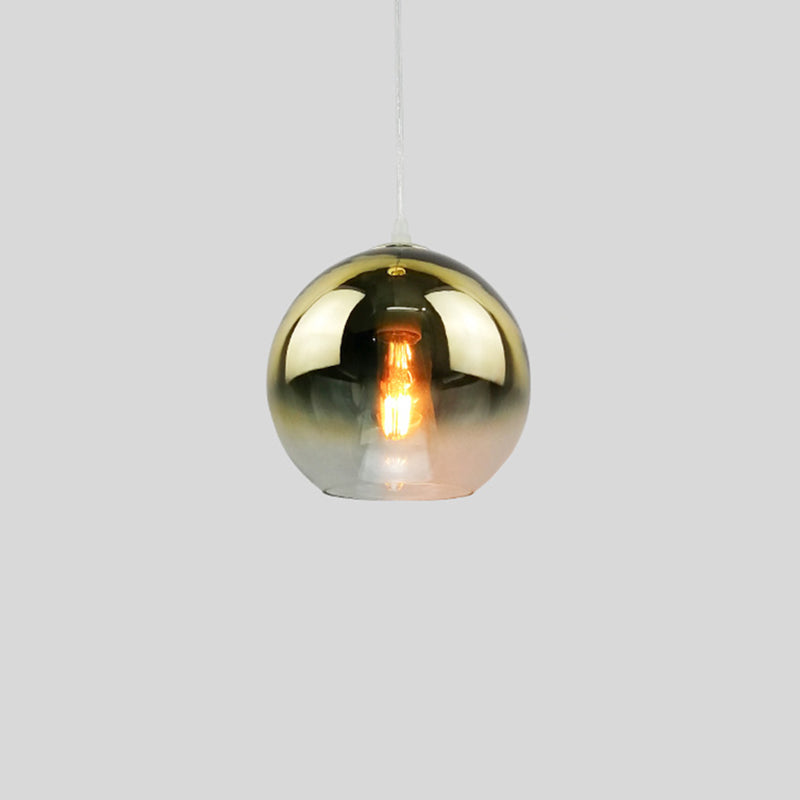 Glass Globe Single Hanging Lamp in Modern Artistic Style Wrought Iron Indoor Pendant Light