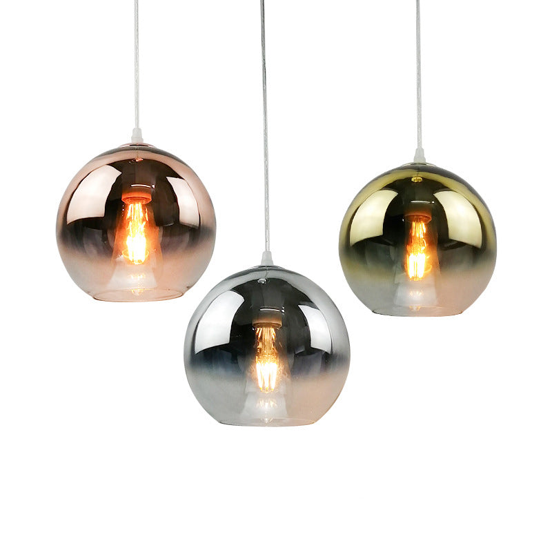 Glass Globe Single Hanging Lamp in Modern Artistic Style Wrought Iron Indoor Pendant Light