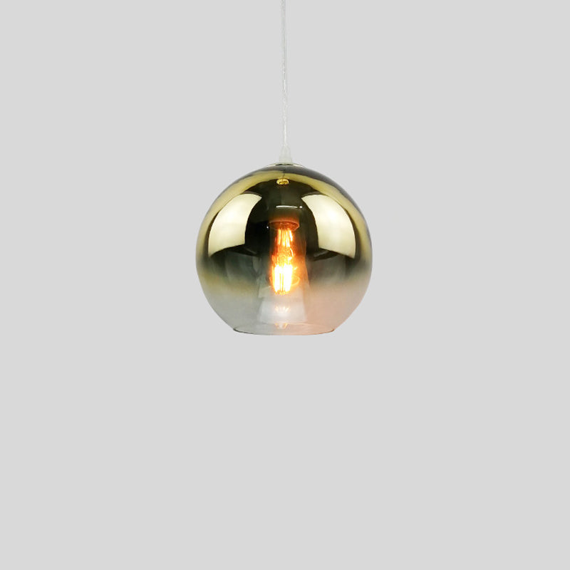 Glass Globe Single Hanging Lamp in Modern Artistic Style Wrought Iron Indoor Pendant Light