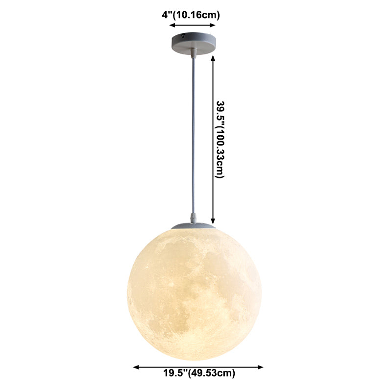 Globe Acrylic Hanging Light, Simple Moon Shade Hanging Lamp for Bedroom