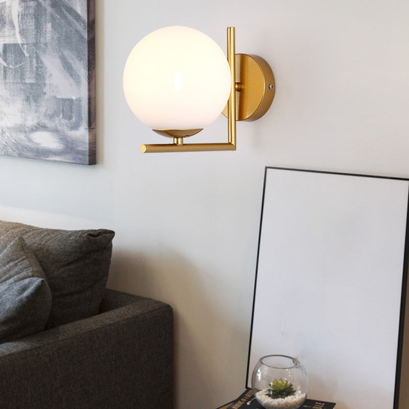 Glass Globe Wall Sconce in Modern Concise Style Wrought Iron Wall Lamp for Interior Spaces