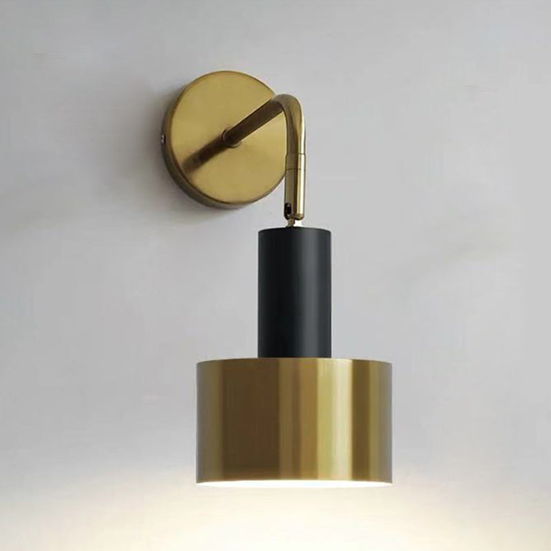 Postmoderne trommelschaduw Leeswandlamp metaal 1 hoofd slaapkamer wandlicht in zwart-goud