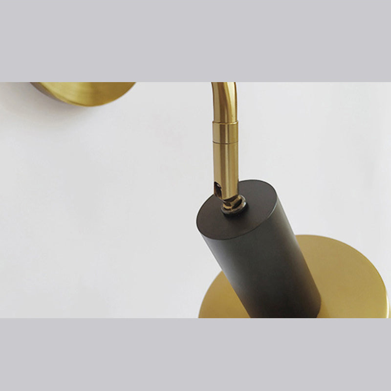 Postmoderne trommelschaduw Leeswandlamp metaal 1 hoofd slaapkamer wandlicht in zwart-goud