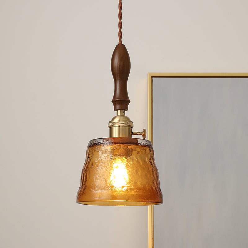 Amber 1 Light Pendant Lighting Industrial Style Glass Hanging Lamp for Bedroom