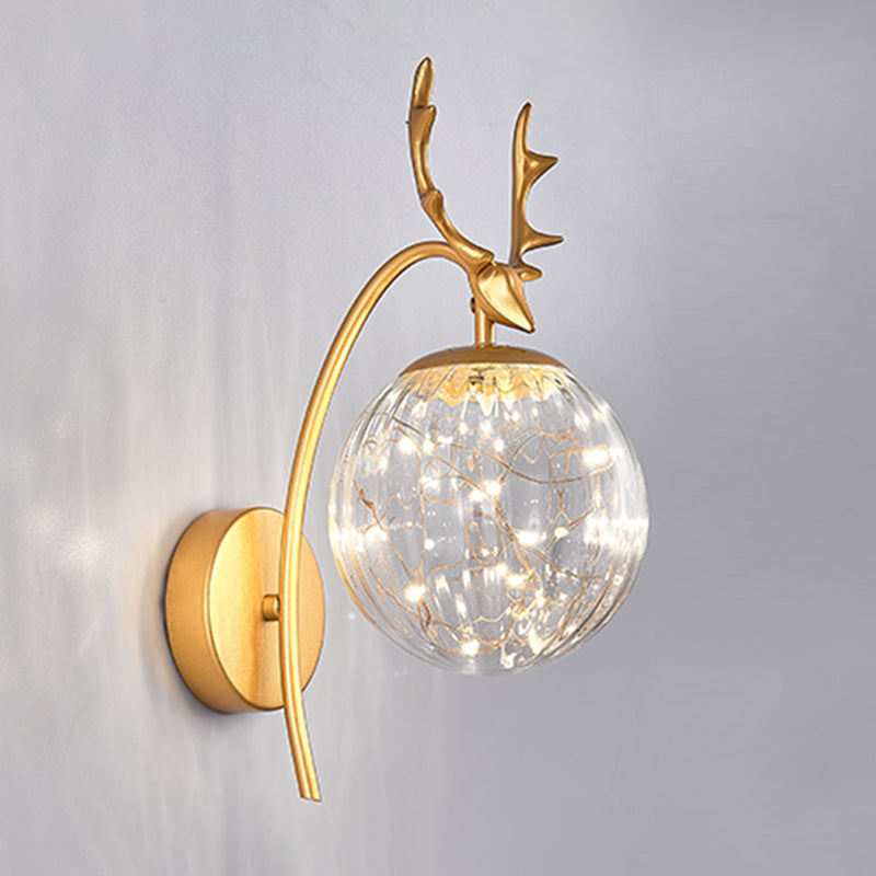 Lampada montata a parete interna da 14 "ad alta semplicità con tonalità di vetro in nero/oro