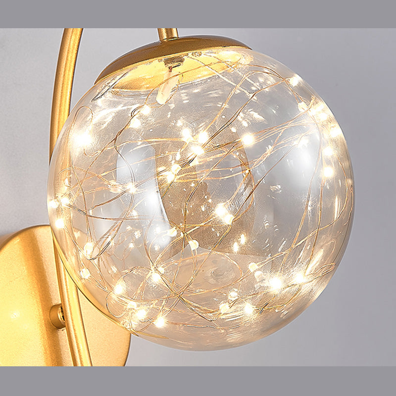 Lampada montata a parete interna da 14 "ad alta semplicità con tonalità di vetro in nero/oro