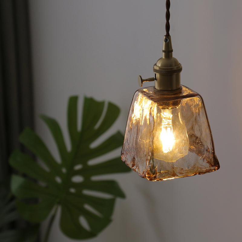 Estilo industrial Amber Coste de vidrio claro 1 Lámpara de colgación de luz para dormitorio