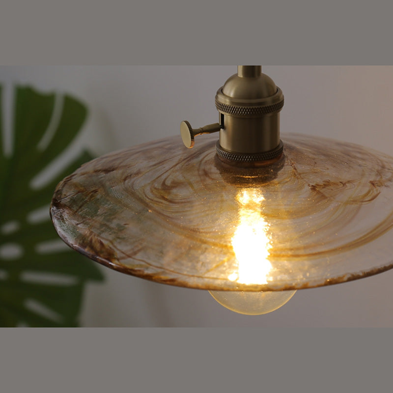 Estilo industrial Amber Coste de vidrio claro 1 Lámpara de colgación de luz para dormitorio
