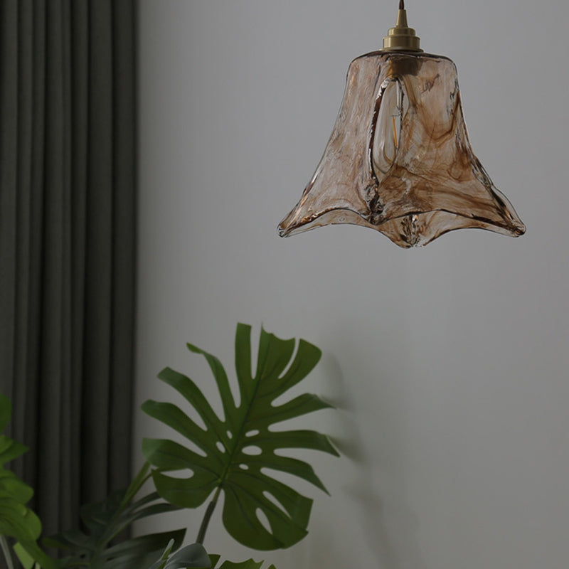 Estilo industrial Amber Coste de vidrio claro 1 Lámpara de colgación de luz para dormitorio