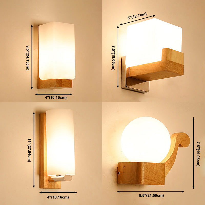 Luci di applique da parete di semplicità contemporanea con arte in legno per camera da letto