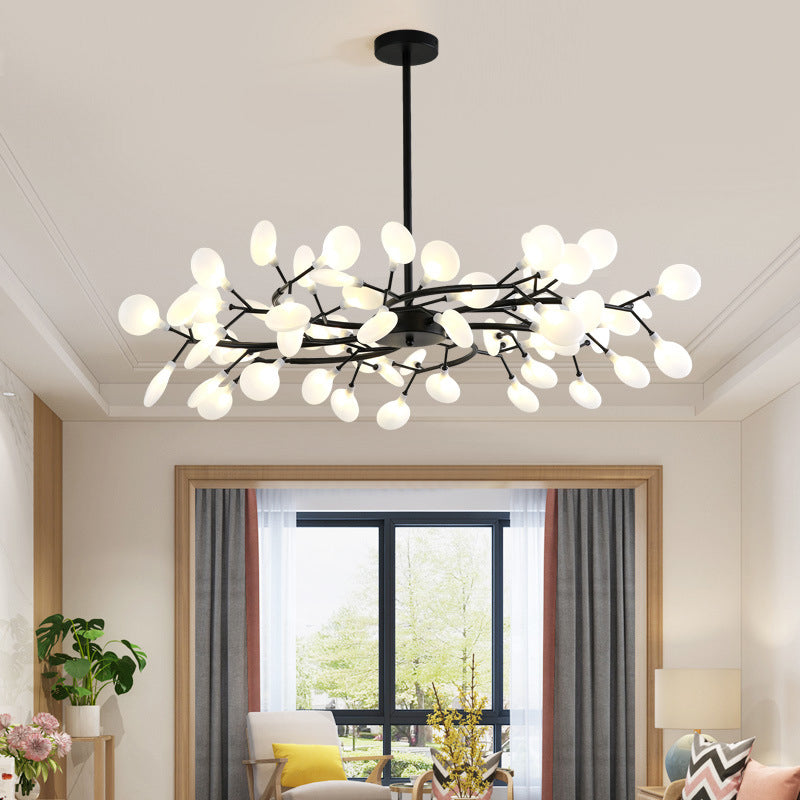 Modern Simple Fireflies Ceiling Chandelier Metal Suspension Light for Bedroom