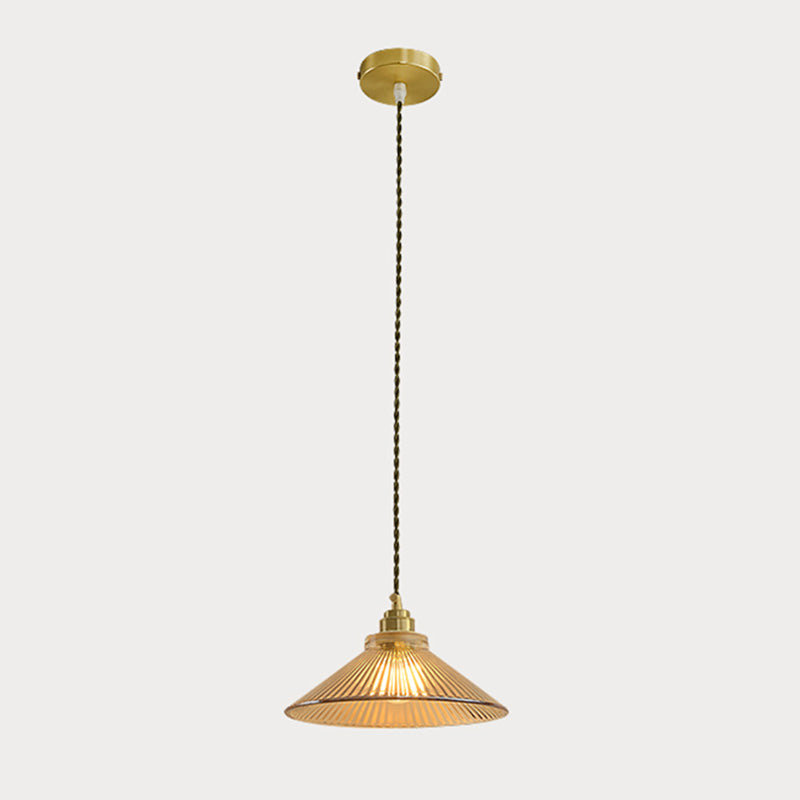 Cône 1 Light Pendant Lightture Pendre en verre de style industriel en or