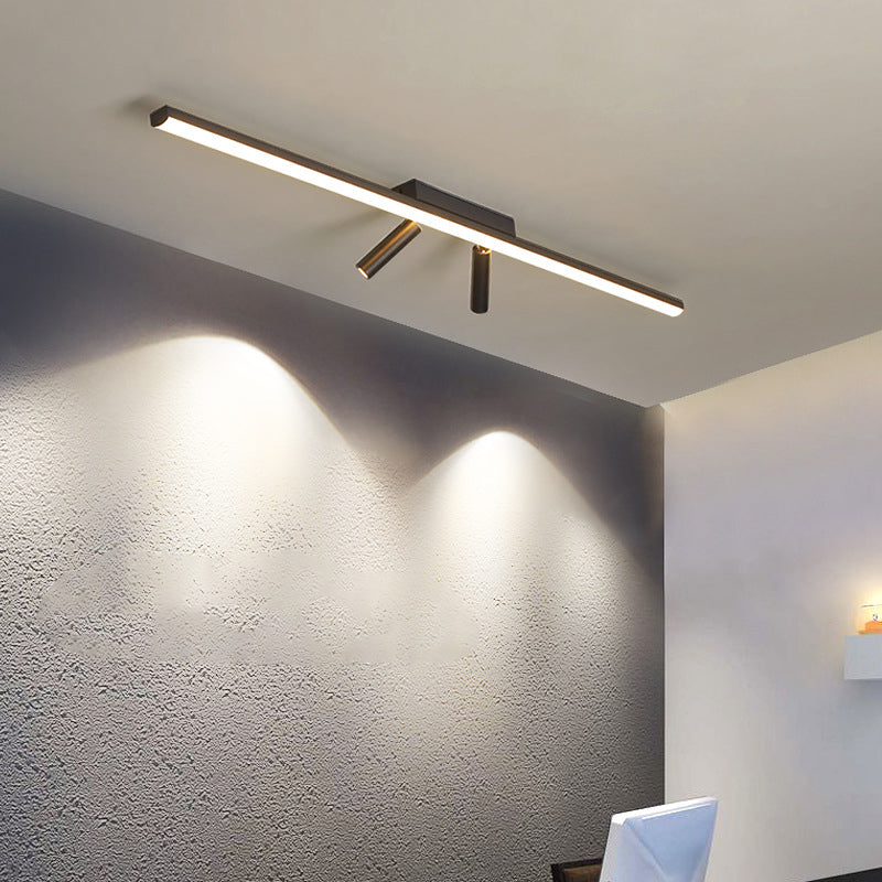 Strip Shape Simple Semi Flush Ceiling Spotlight LED Track Light Fixture for Living Room