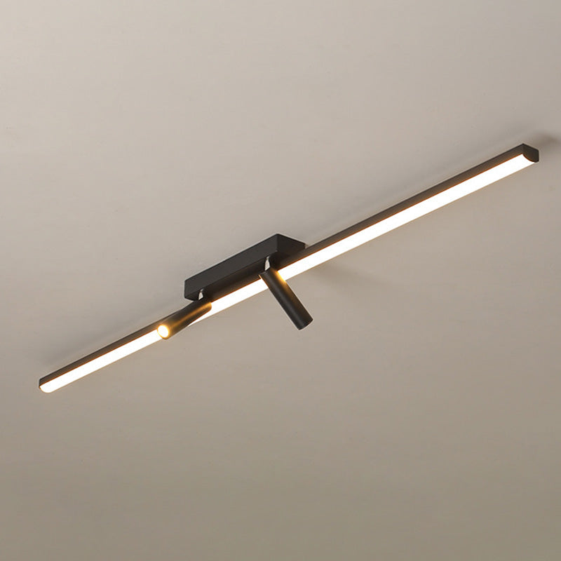Strip Shape Simple Semi Flush Ceiling Spotlight LED Track Light Fixture for Living Room