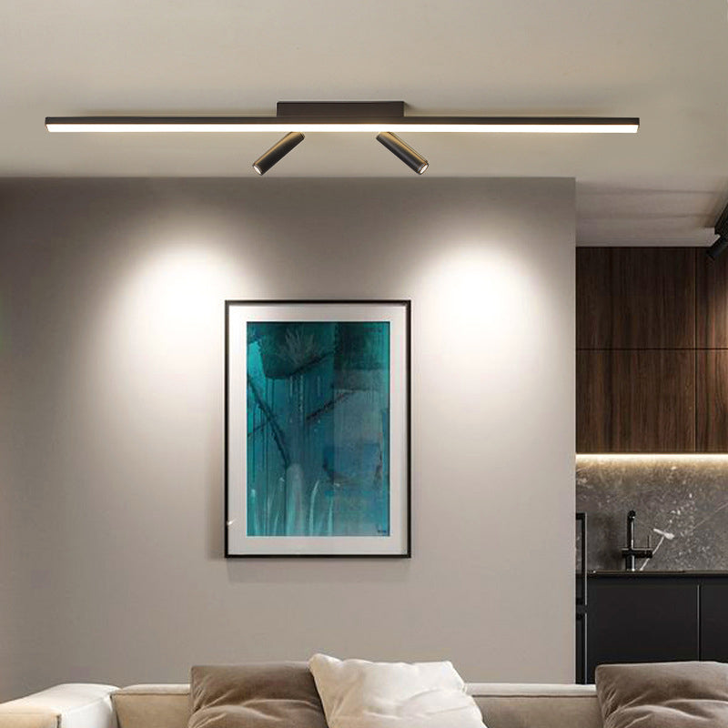 Strip Shape Simple Semi Flush Ceiling Spotlight LED Track Light Fixture for Living Room