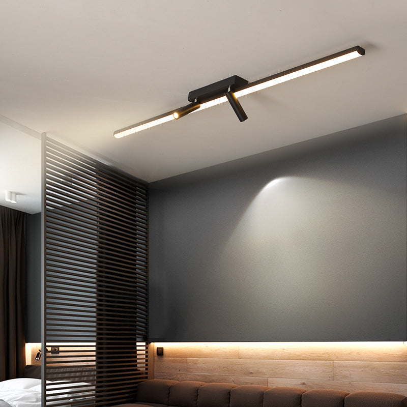 Strip Shape Simple Semi Flush Ceiling Spotlight LED Track Light Fixture for Living Room