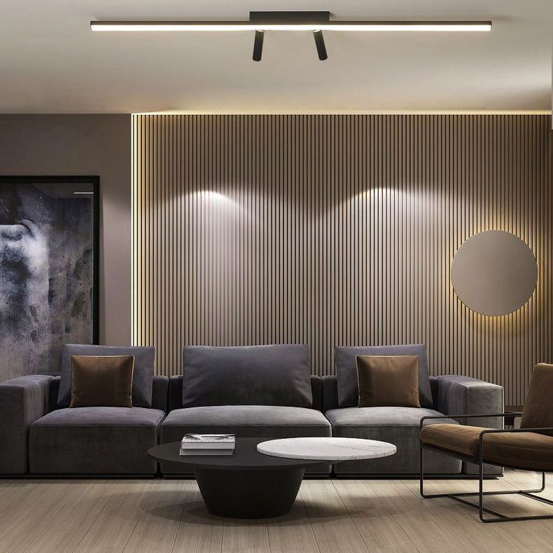 Strip Shape Simple Semi Flush Ceiling Spotlight LED Track Light Fixture for Living Room
