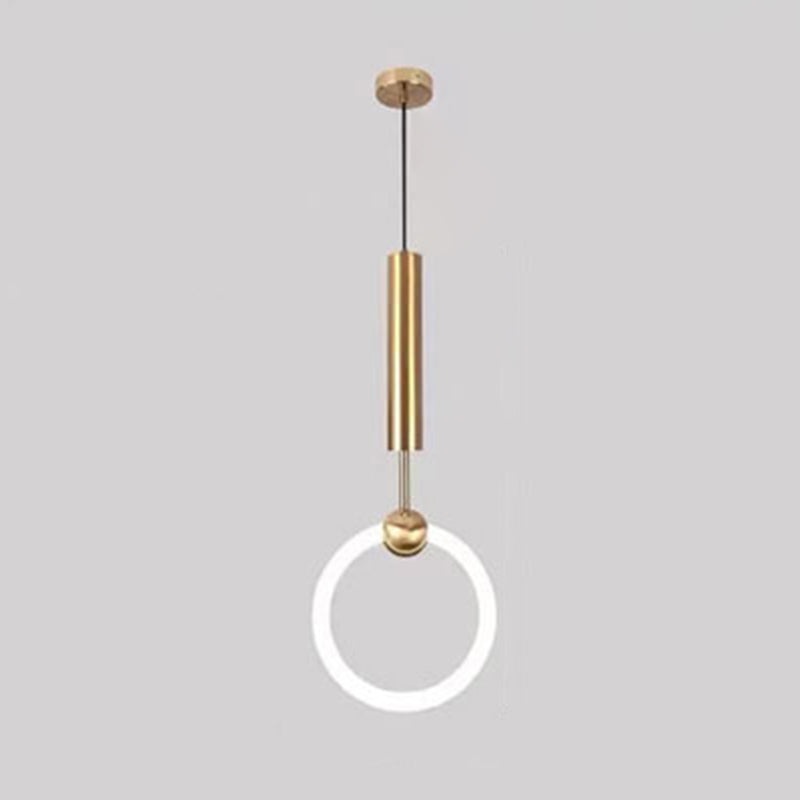 Geometric Metal Pendant Light Kit Simplicity Style LED Gold Hanging Ceiling Light