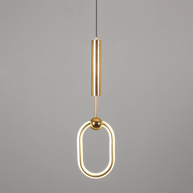 Geometric Metal Pendant Light Kit Simplicity Style LED Gold Hanging Ceiling Light