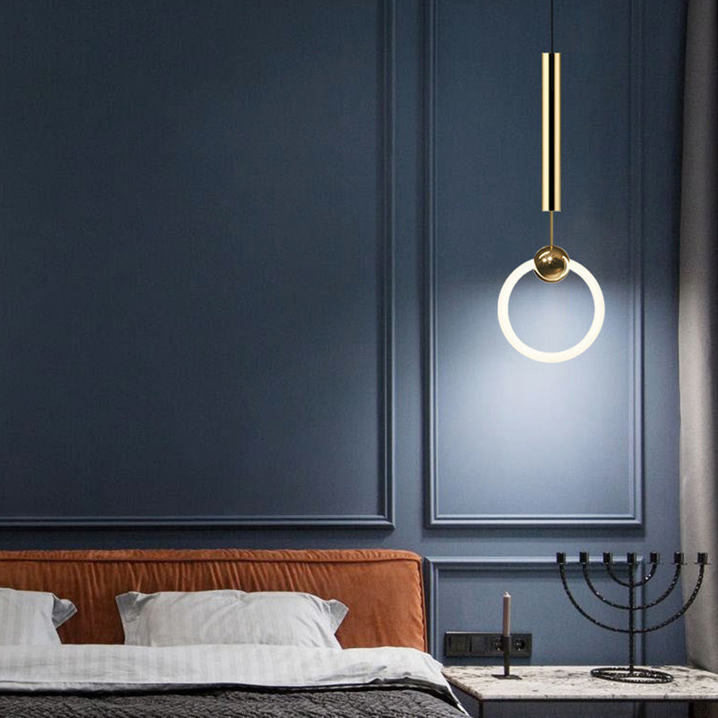 Geometric Metal Pendant Light Kit Simplicity Style LED Gold Hanging Ceiling Light