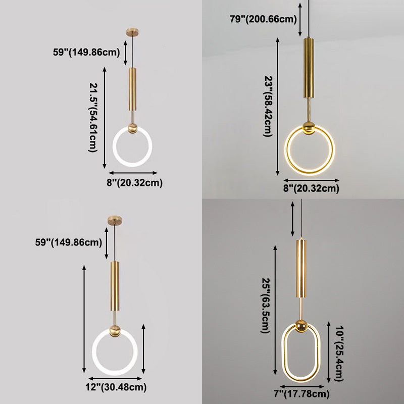 Geometric Metal Pendant Light Kit Simplicity Style LED Gold Hanging Ceiling Light