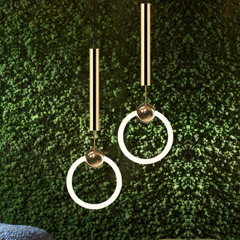 Geometric Metal Pendant Light Kit Simplicity Style LED Gold Hanging Ceiling Light