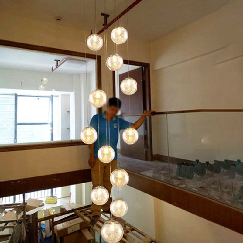 Lampe lampade a sospensione rotonda moderna semplice ciondolo a soffitto in vetro per le scale