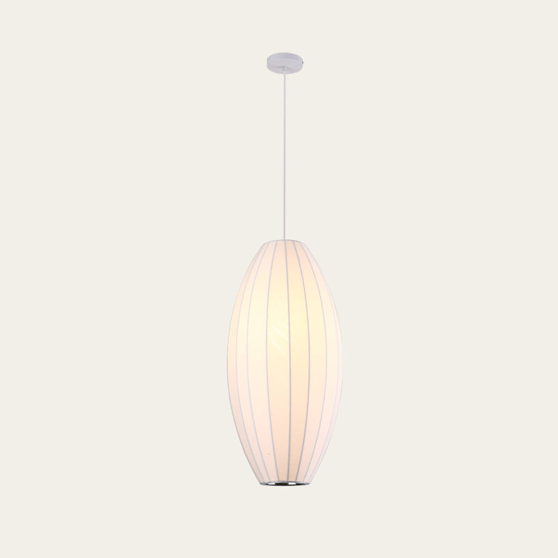 White Shaded Pendant Lighting Fixture Modern Fabric Hanging Ceiling Light for Restaurant