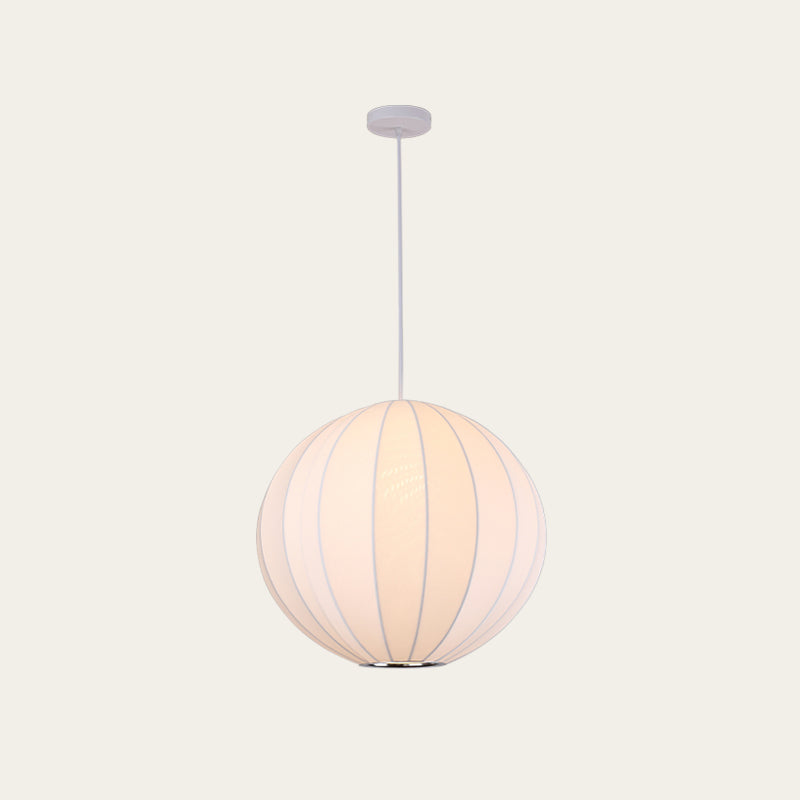 White Shaded Pendant Lighting Fixture Modern Fabric Hanging Ceiling Light for Restaurant