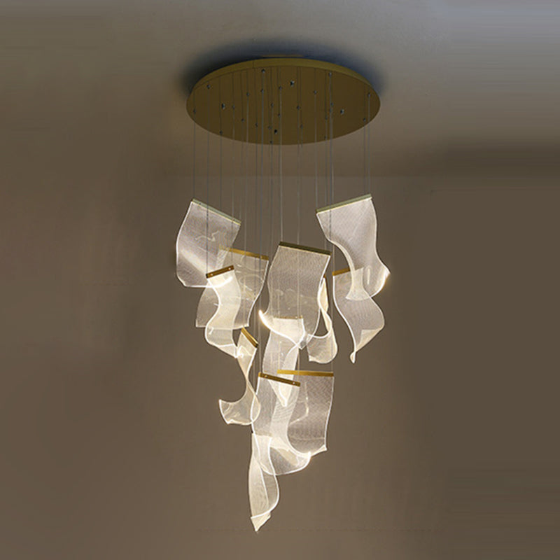 Paper Hanging Light Fixtures Modern Simple Acrylic Ceiling Pendant for Stairwell