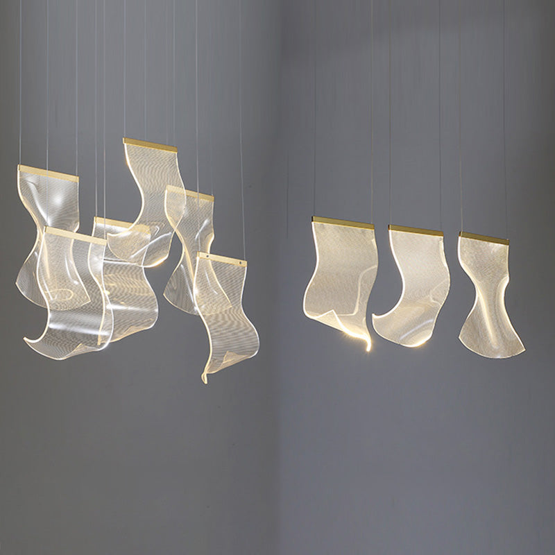 Paper Hanging Light Fixtures Modern Simple Acrylic Ceiling Pendant for Stairwell