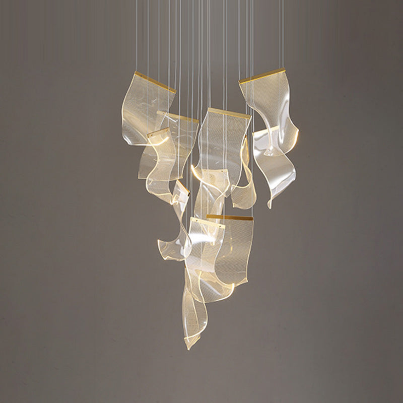 Paper Hanging Light Fixtures Modern Simple Acrylic Ceiling Pendant for Stairwell